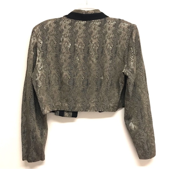 Rare Vtg Sheri Martin Sz 14 Jacket Blazer Cropped Snake Skin Black Trim Accent - Picture 2 of 8